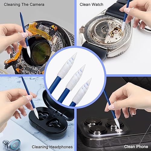 Miniatura 4 de 's Electronics Hisopos de limpieza, hisopos con punta de esponja, hisopos de espuma sin pelusa (200 piezas azul marino)