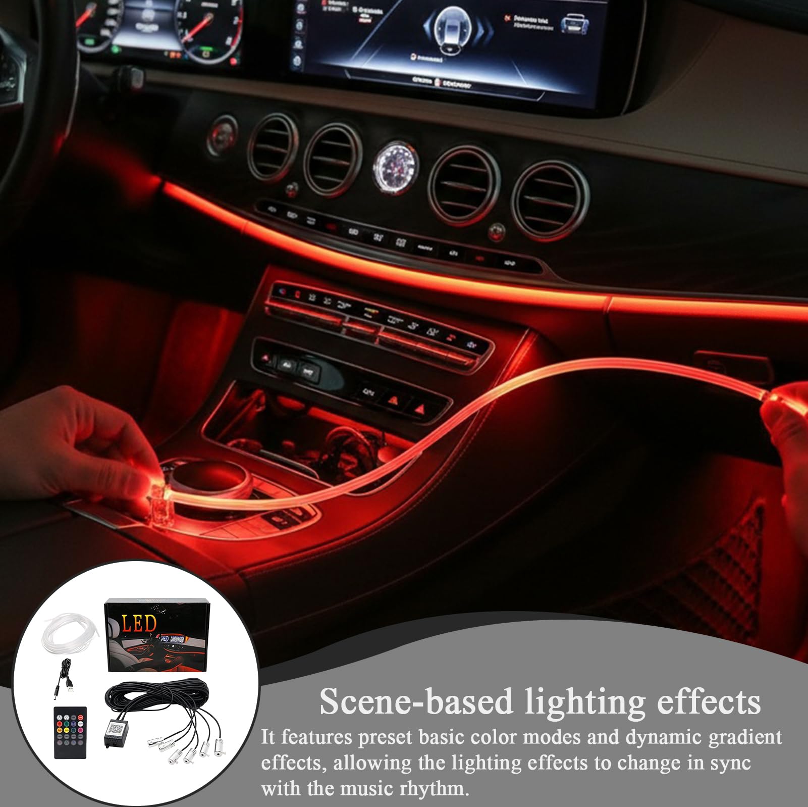 Taśma LED Do Samochodu 8 M Lampy Sterowane Aplikacją | Taśma LED Oświetlenie Wnętrza Samochodu Dla Mężczyzn Kobiet Ciężarówek Przyczep Pojazdów Motoryzacyjnych Na Boże