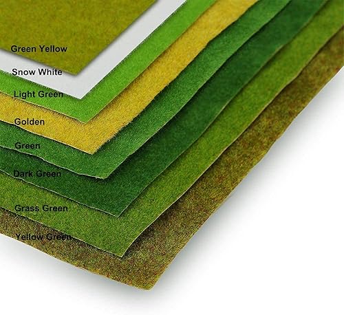 Miniatura 6 de CP135 - Alfombra de césped artificial para trenes amarillo y verde a finales de otoño, 15.7 x 39.4 in o 15.7 x 39 pulgadas para decoración de