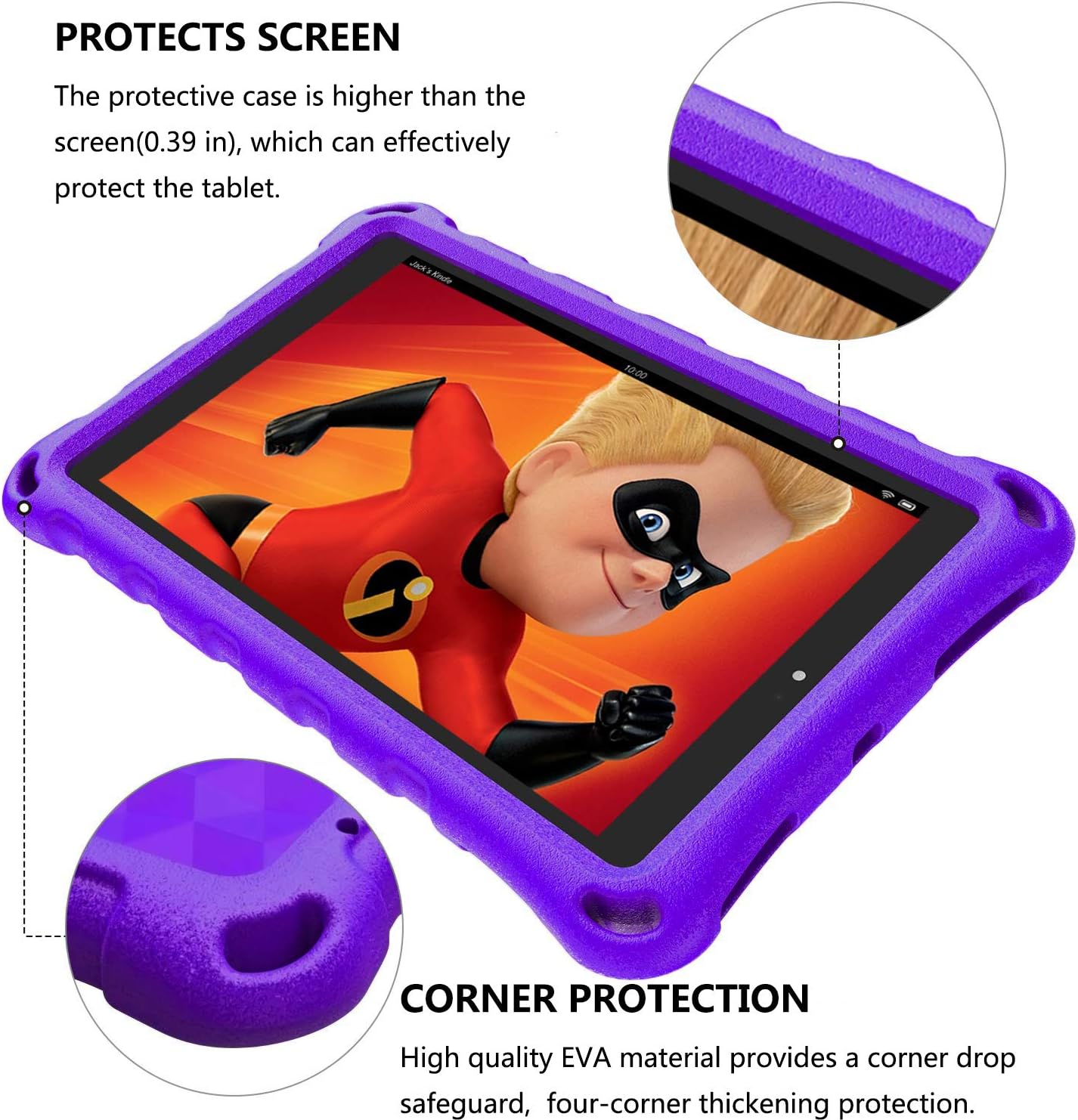 All-New 8 Inch Tablet Case,Tablet 8 2018 Case for Kids - Light Weight/Shock-Absorption/Anti Slip/High Impact Case for 8 inch Display Tablet Cover(Compatible with 2018/2017/2016 Release)(Purple)