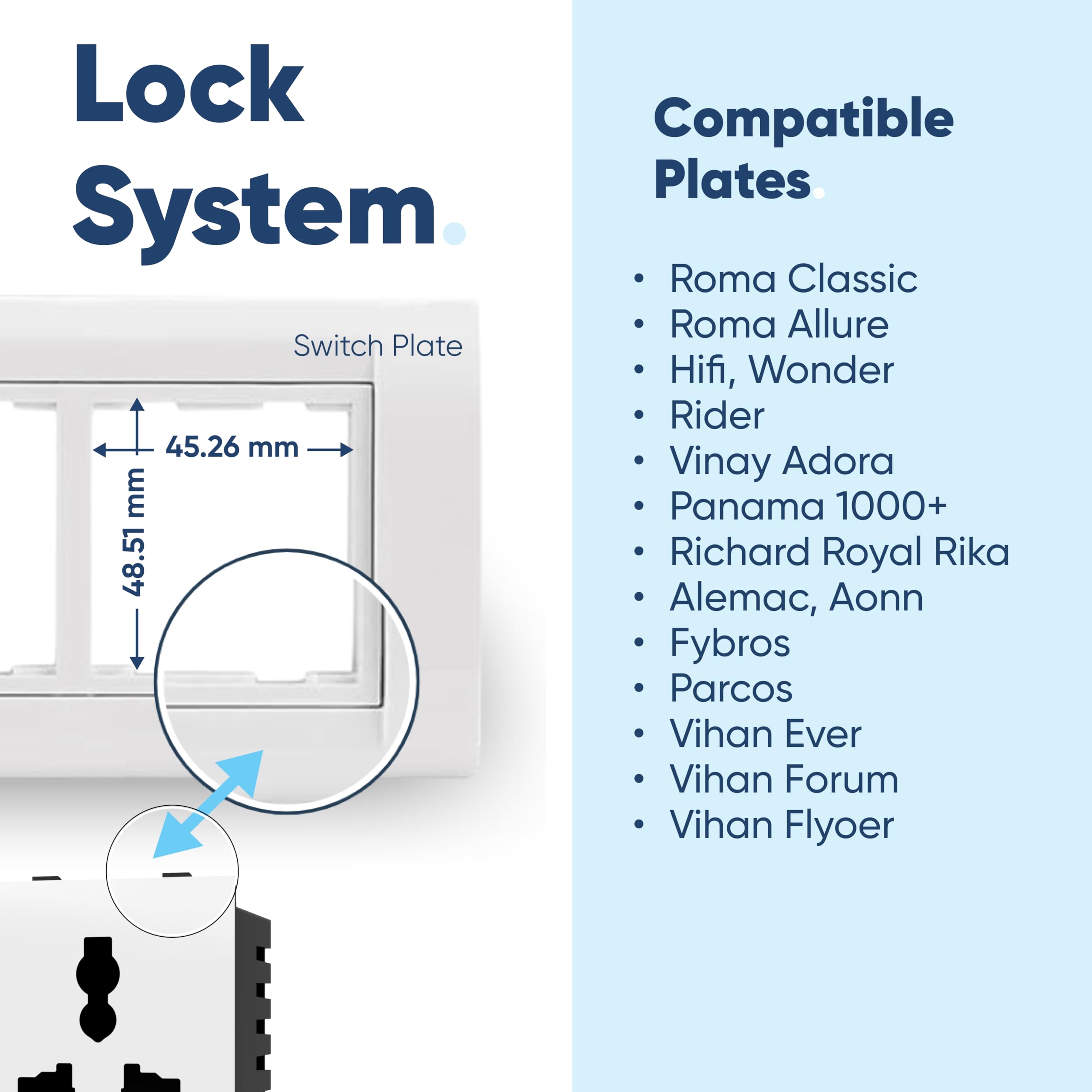 Aziot 6amps Non Smart Modular Socket | Glass Touch Fitted | Fits Regular Switch Plates | Made in India (White) 1
