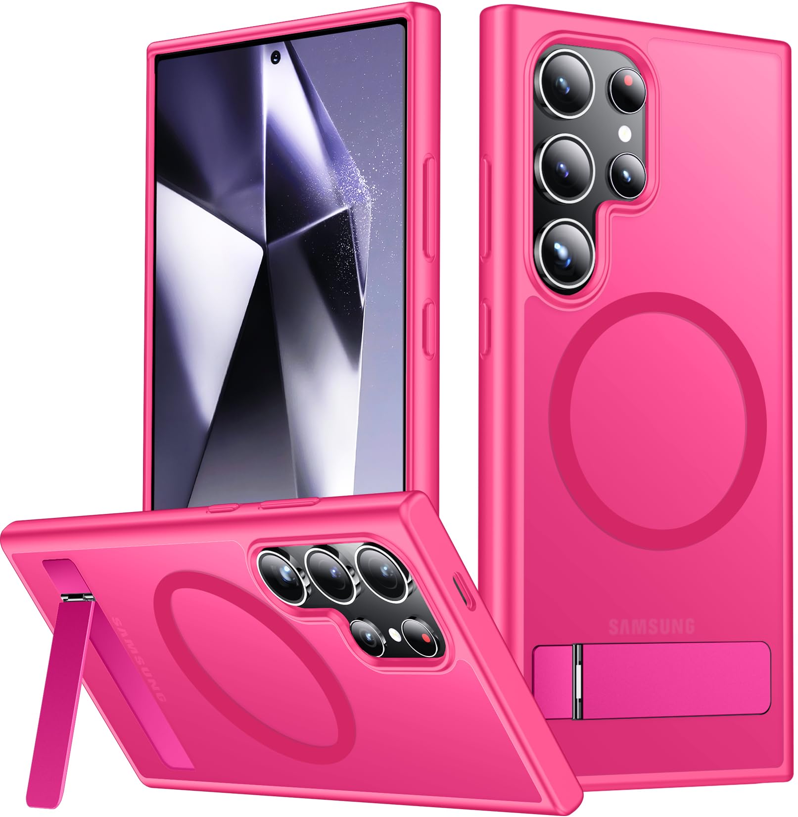 SPIDERCASE for Samsung Galaxy S24 Ultra Case,Built-in Stand,Rose Red