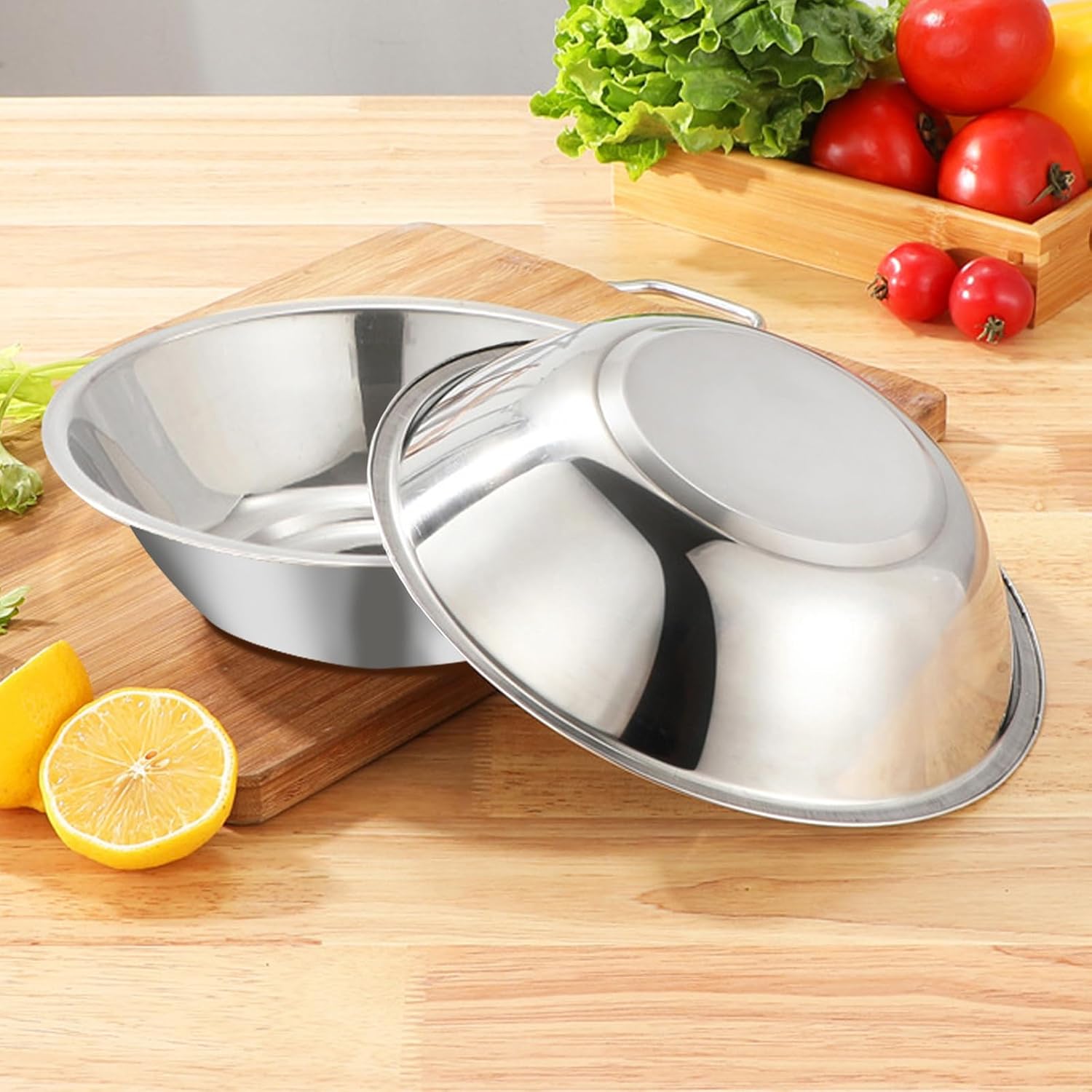 15 Pcs Stainless Steel Bowls Kitchen Metal Bowl with Flat 6.3 Inch Base Prep Bowls, Mixing Bowls Mirror Polish Metal Bowl Set for Meal Prep, Serving, Baking - Image 8