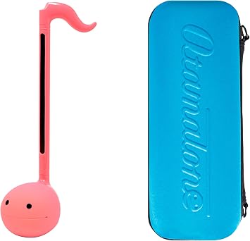 Otamatone Regular [Hot Pink] and Matte Case [Blue] Bundle Japanese Electronic Musical Instrument Portable Music Synthesizer from Japan Maywa Denki Award Educational Fun Gift for Children Teen Adult