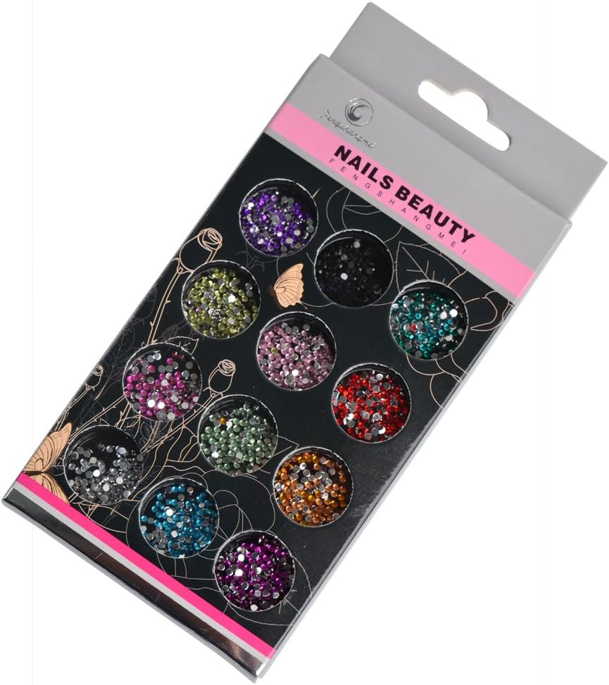 3D DIY Nail Art Design Flat Bottom Mix Colors Round Nail Decoration Rhinestones (1.5mm)