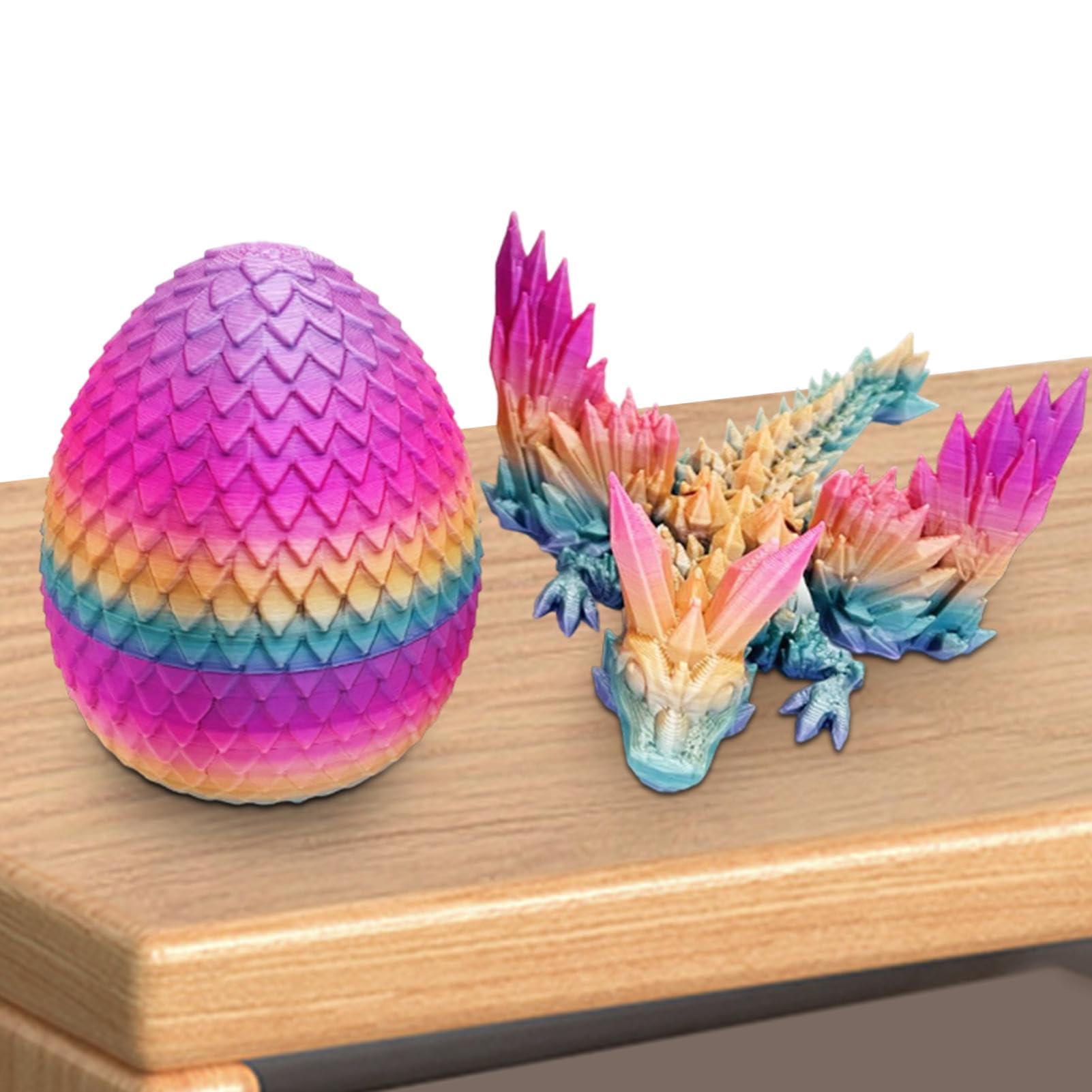Huevo De Dragón Impreso En 3D Con Dragón Articulado | PLA Biodegradable De 22 Cm | Modelo Realista Y Flexible | Decoración De Escritorio Y Regalo Original