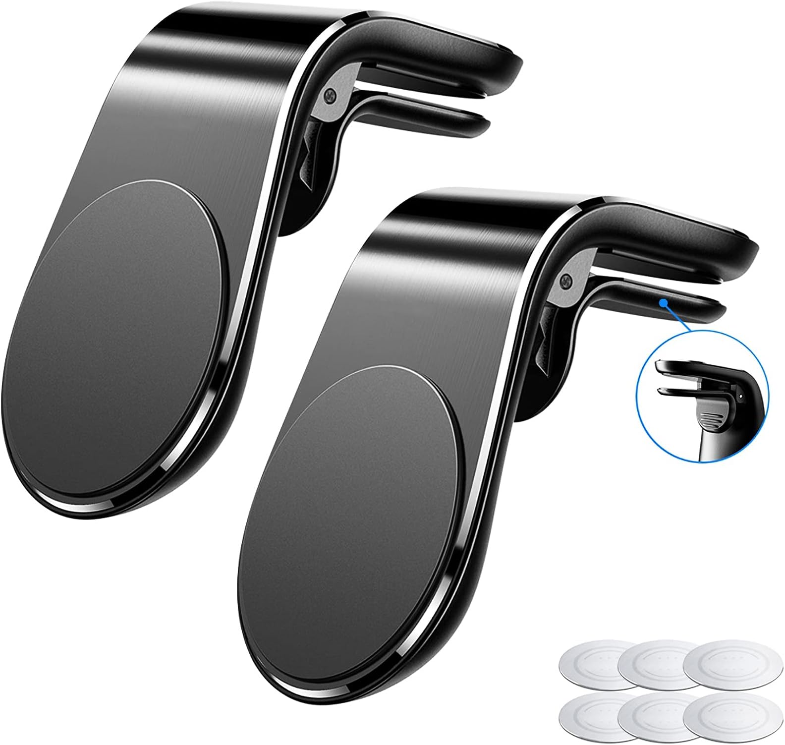 Support Voiture Magnétique LISEN 2024 - 6 Aimants Puissants, Clip - Noir