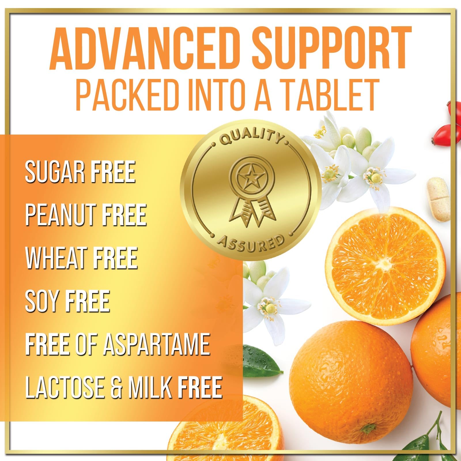 Vitamin C 1000mg Per Serving - Extra Strength with Rose Hips Bioflavonoids - Sugar Free Vitamin C Chewable Pills, Vit C Supplement for Immune Support & Antioxidant, USA Bottled - 60 Chewable Tablets — Amazon image 6