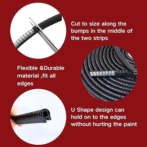 Miniatura 3 de KX Edge Trim negro pequeño, 18 pulgadas se adapta al borde, borde de plástico PVC en forma de U negro protector de borde grande ((10 pies))