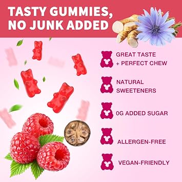 Fiber Gummies, Soluble Dietary Fiber 3g High Fiber Supplements