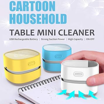 ODISTAR Desk Vacuum Cleaner with Wireless Charger, Mini Table dust Sweeper Energy Saving,Endurance up to 400 mins, Cordless&360o Rotatable for Keyboard/Home/School/Office (White Wireless Charger)