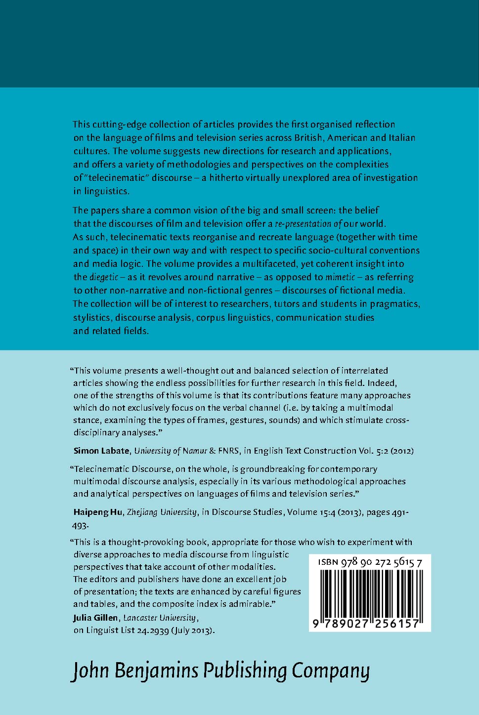 Telecinematic Discourse: Approaches to the Language of Films and Television Series: 211