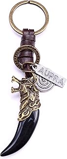 AuPra Black Wolf Fang KeyChain Gift Women Men Leather Tooth KeyRing Girl Boy Surprise Addition Keys Present