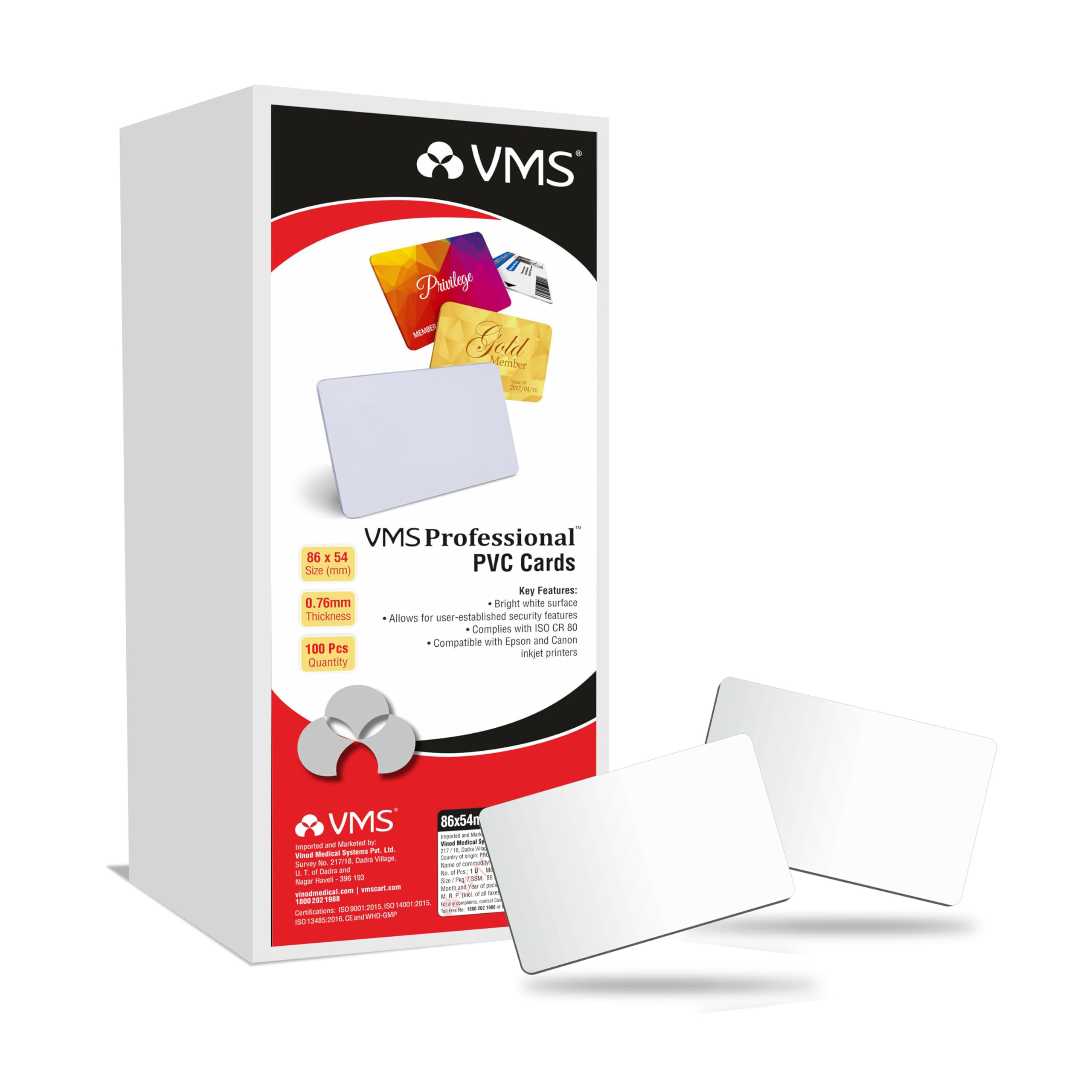 VMS Tarjeta de contacto profesional de PVC en blanco IC/Smart Card 100 tarjetas