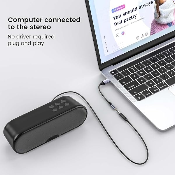 MOSWAG USB to 3.5mm Audio Adapter Built-in DAC External Sound Card Nylon Braided Aluminum Shell for PC Laptop PS5 PS4 Mac Linux Chromebook 1Pack - 5