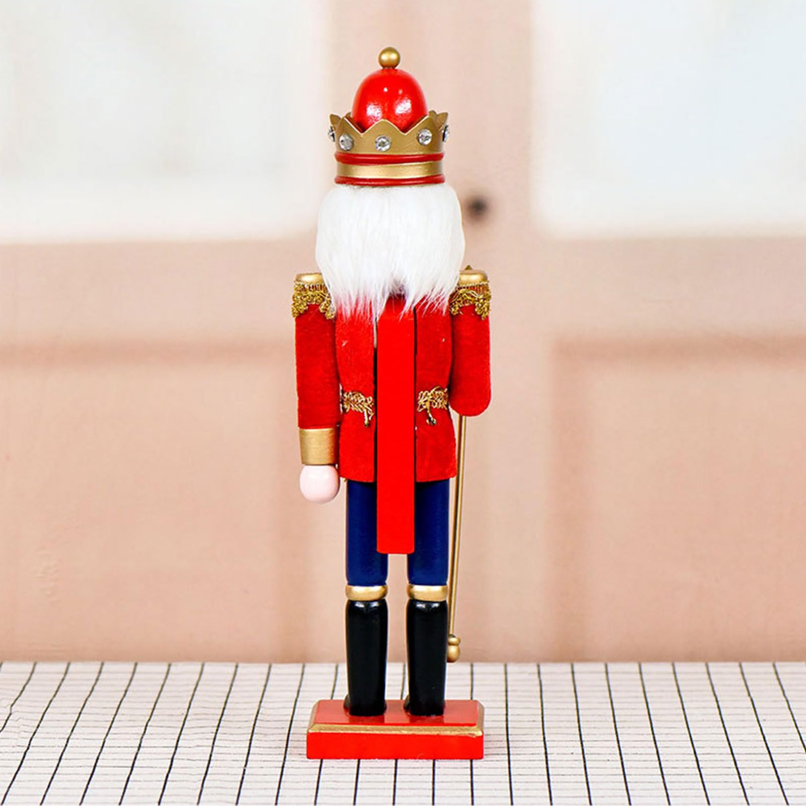 36 cm große Nussknacker-Figur aus Holz, Motiv: König mit königlichen Zeptern, Weihnachtsfigur, Sammlerstück, Dekoration für Zuhause, Tischregal, Dekoration