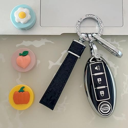 Miniatura 5 de Funda para llavero Nissan de dos materiales diferentes, accesorios de llavero de 5 colores, cubierta de llave de TPU para Nissan 345 botones, Altima
