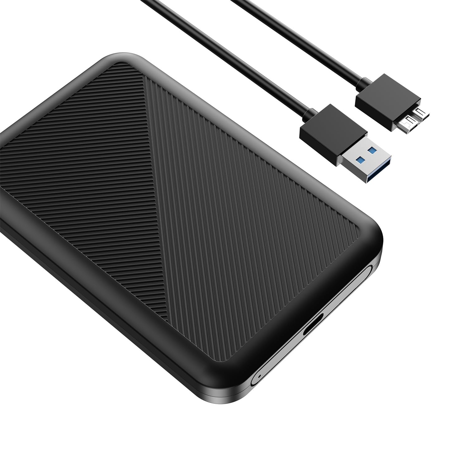 Amazon Basics 2.5" USB 3.0 HDD External Hard Drive Enclosure | Tool-Free Setup | Enhanced Grip, Non-Toxic ABS | Versatile Compatibility with Windows, Mac OS (Black)