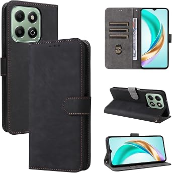 Pzwoxukhov Compatible with Honor X6B 4G Case Cover,Compatible with Honor X6B 4G Phone Case,PU Leather, Flip Case Cover Black