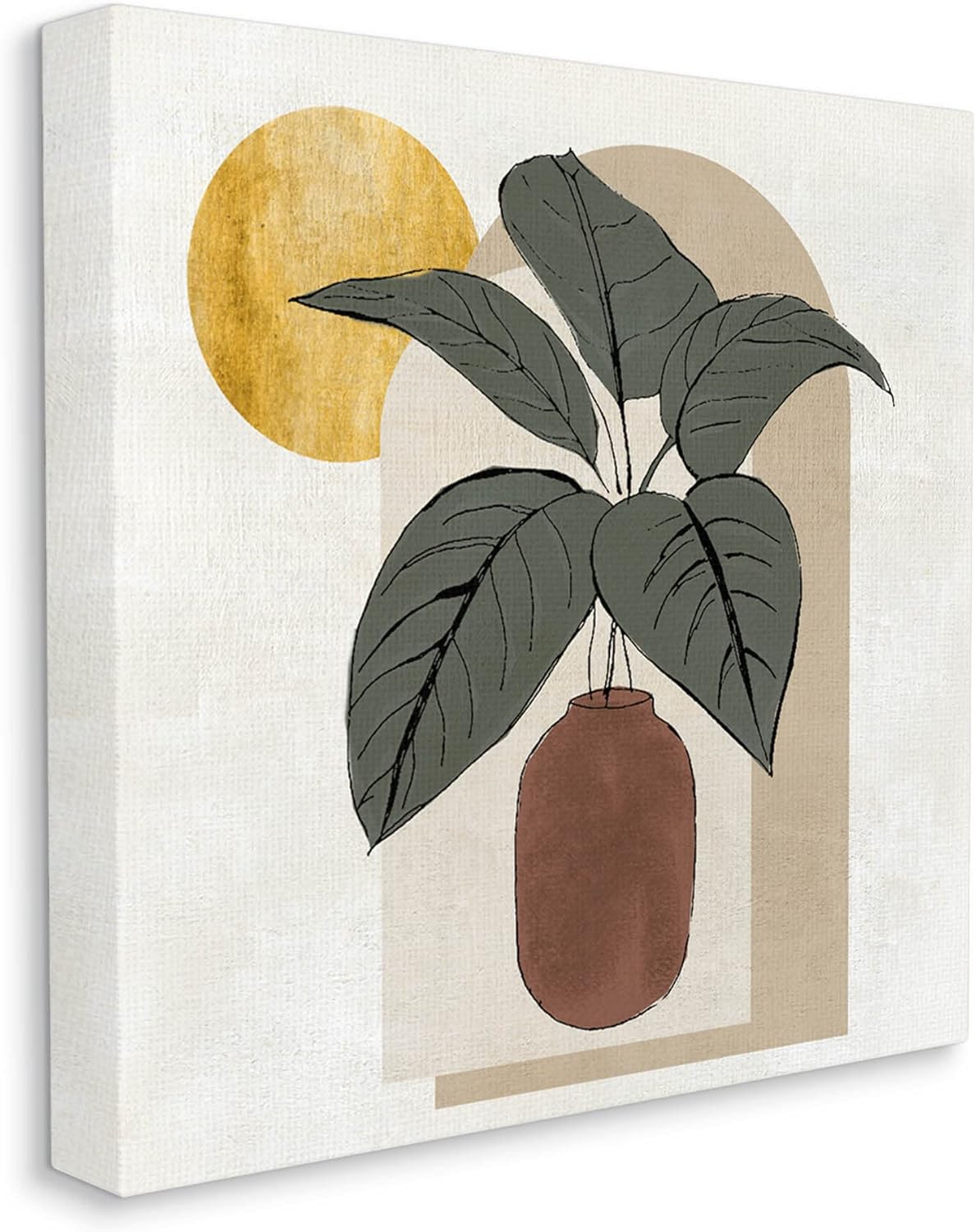 Stupell Industries Planter Leaves Geometric Sun Shapes Canvas Wall Art, Design by Janet Tava