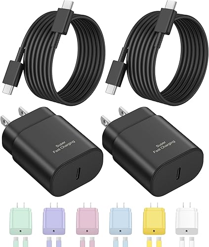 Cargador tipo C de carga rápida para iPhone 17 16 15, cargadores USB C Samsung bloque 25 W cargadores súper rápidos para Samsung Galaxy S25/S24 S23