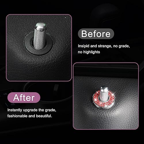 Miniatura 10 de Pack-4 fundas para cerradura de puerta de automóvil, adornos de diamantes de imitación, calcomanías de cristal, tapa de perno de puerta, compatible