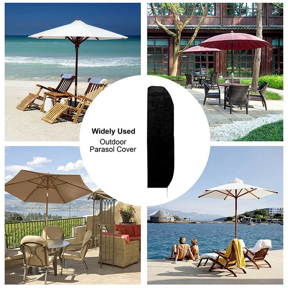 Zewnętrzny pokrowiec ochronny na parasol na wsporniku 2 4 m wodoodporna tkanina Oxford UV odporna na wiatr czarna 140 x 26/28 cm
