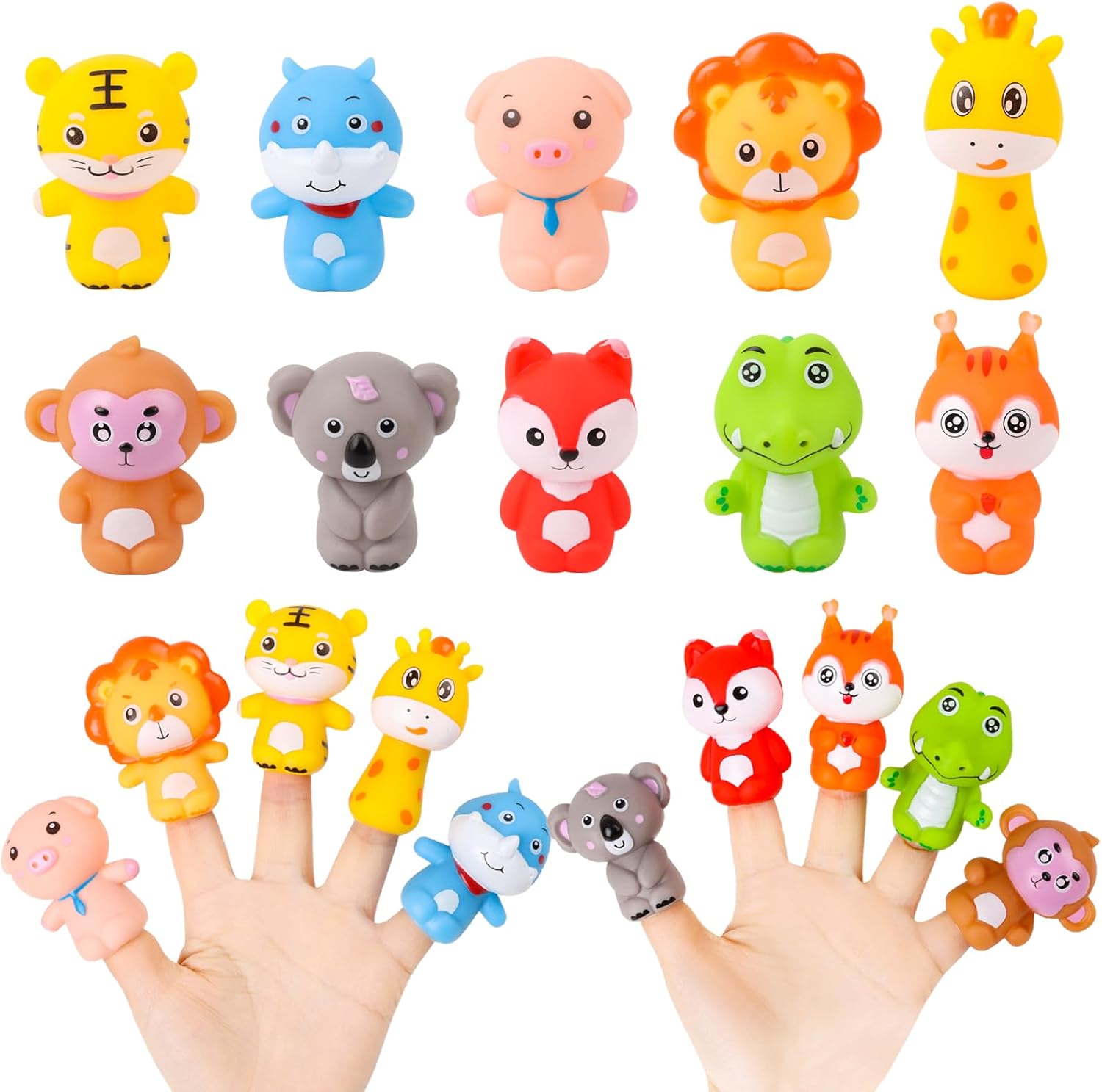 FOIMAS Animal Finger Puppets,10pcs Jungle Animals Finger Puppets Bulk Tiger Lion Hand Puppet Toys for Kids Toddlers Storytelling Role Playing Teaching Birthday Party Favor Supply Classroom Rewards