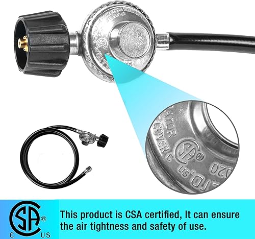 Vista 29 de Regulador y manguera de parrilla de gas propano de 2 pies, repuesto para Weber, Charbroil, parrilla Nexgrill, calentador de patio de propano