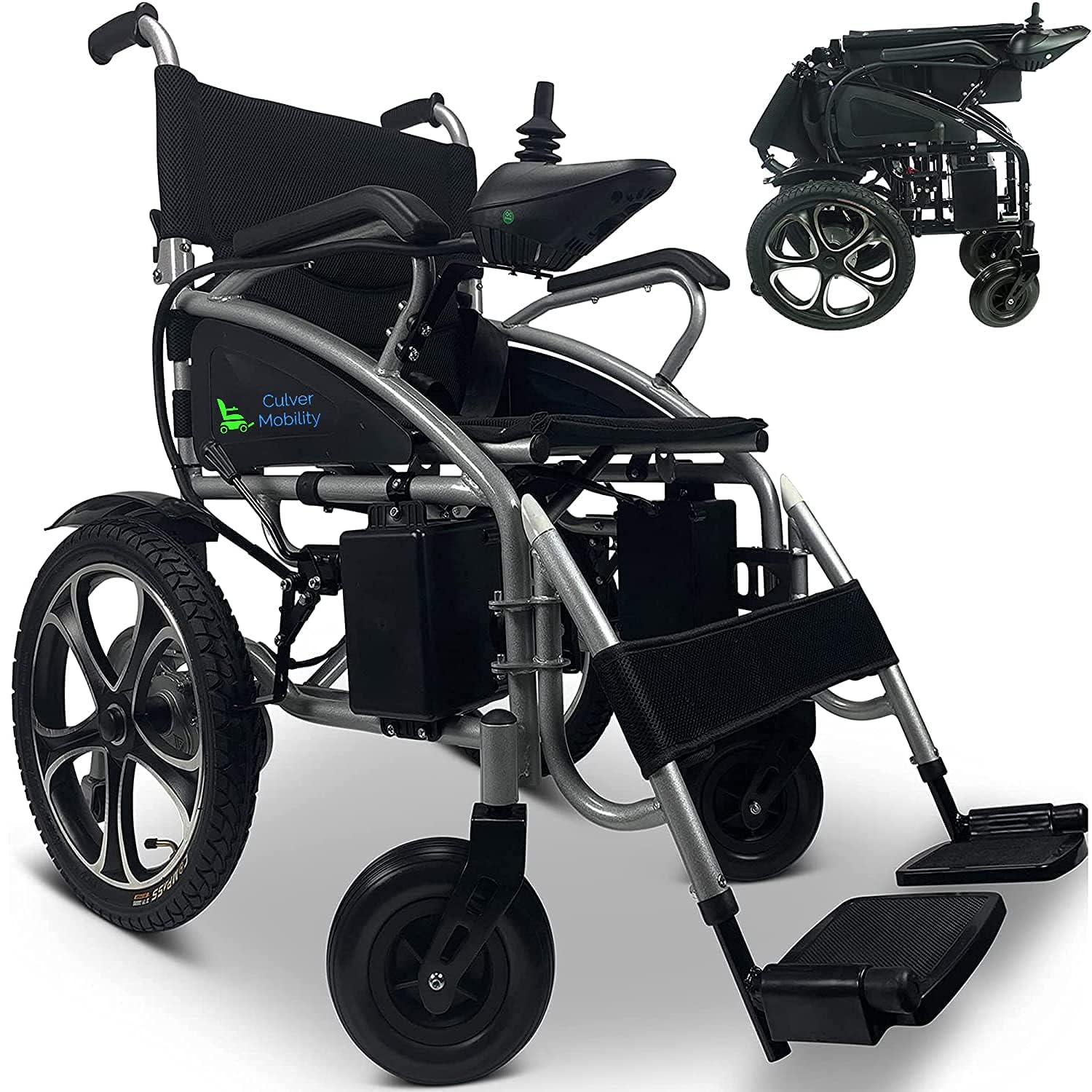 Alton All Terrain Heavy Duty Powerful Dual Motor Foldable Electric Wheelchair Motorized Power Wheelchairs Silla de Ruedas Electrica para Adultos. Supports up to 265 lbs - Weight 99 lbs (Black)