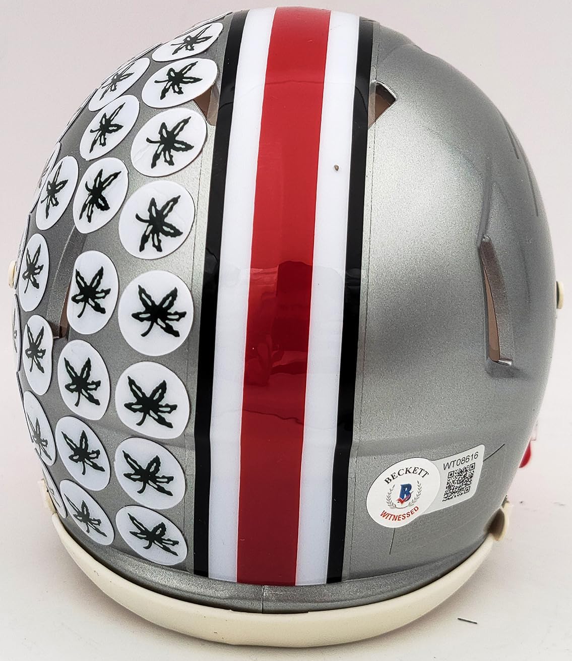 TreVeyon Henderson Autographed Flash Silver Speed Mini Football Helmet Beckett BAS QR Stock #202074
