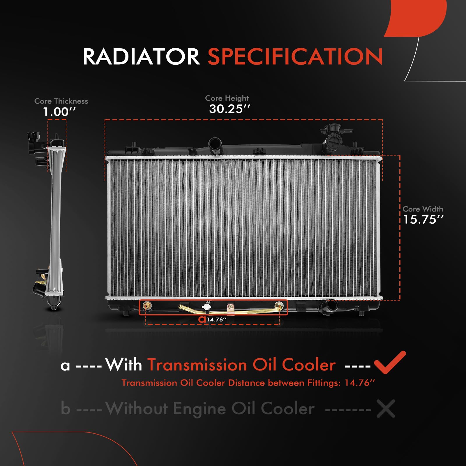 A-Premium Engine Coolant Radiator Assembly w/Transmission Oil Cooler ...