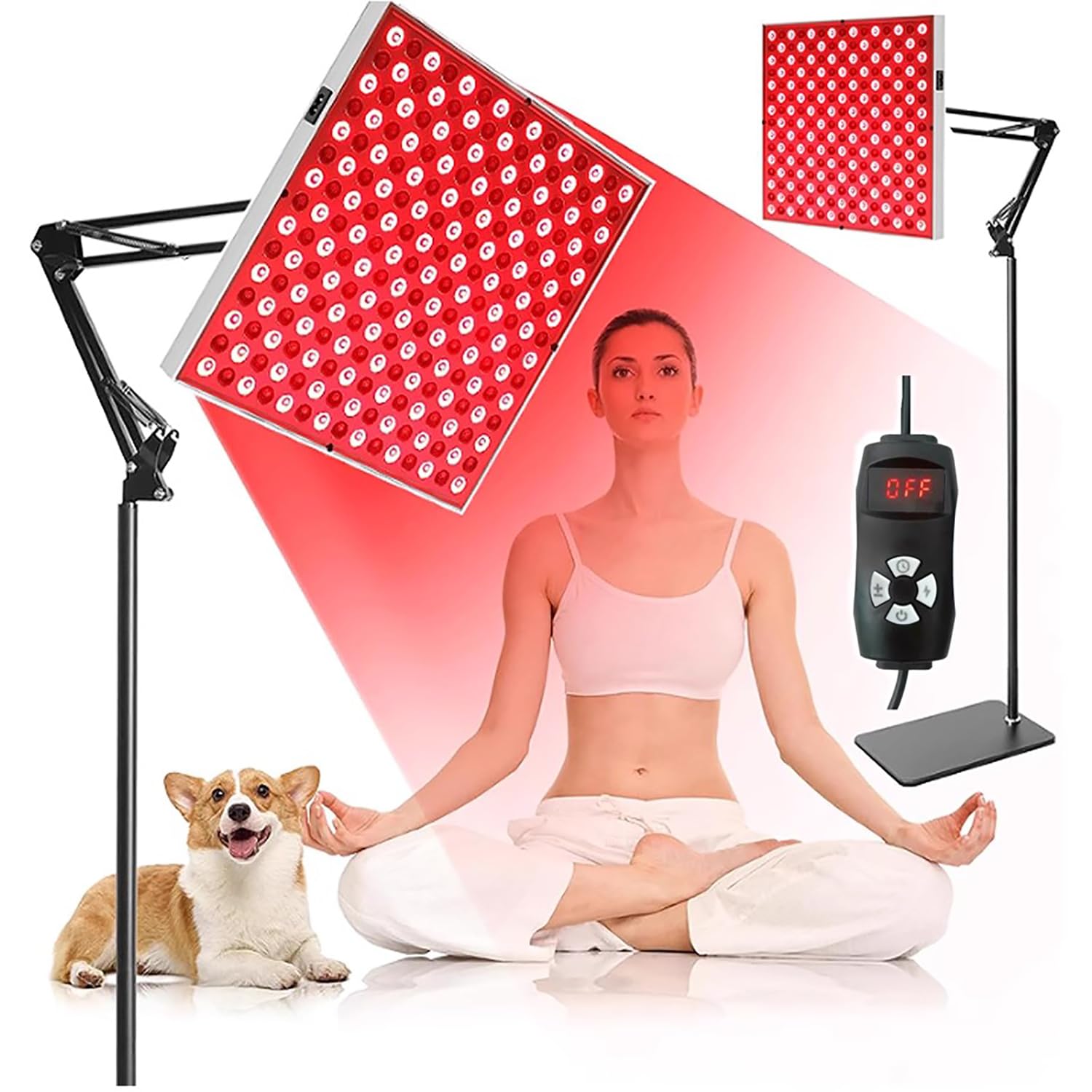 Red Light Therapy Lamp for Full Body – 660nm Red & 850nm Near Infrared Light Panel with Adjustable Stand, Remote, Timer, 5 Brightness Levels – LED NIR Red Light Device for Home Use