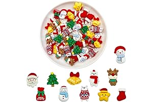 LOPURO Christmas Hair Charms, 55Pcs Assorted Buttons Embellishments