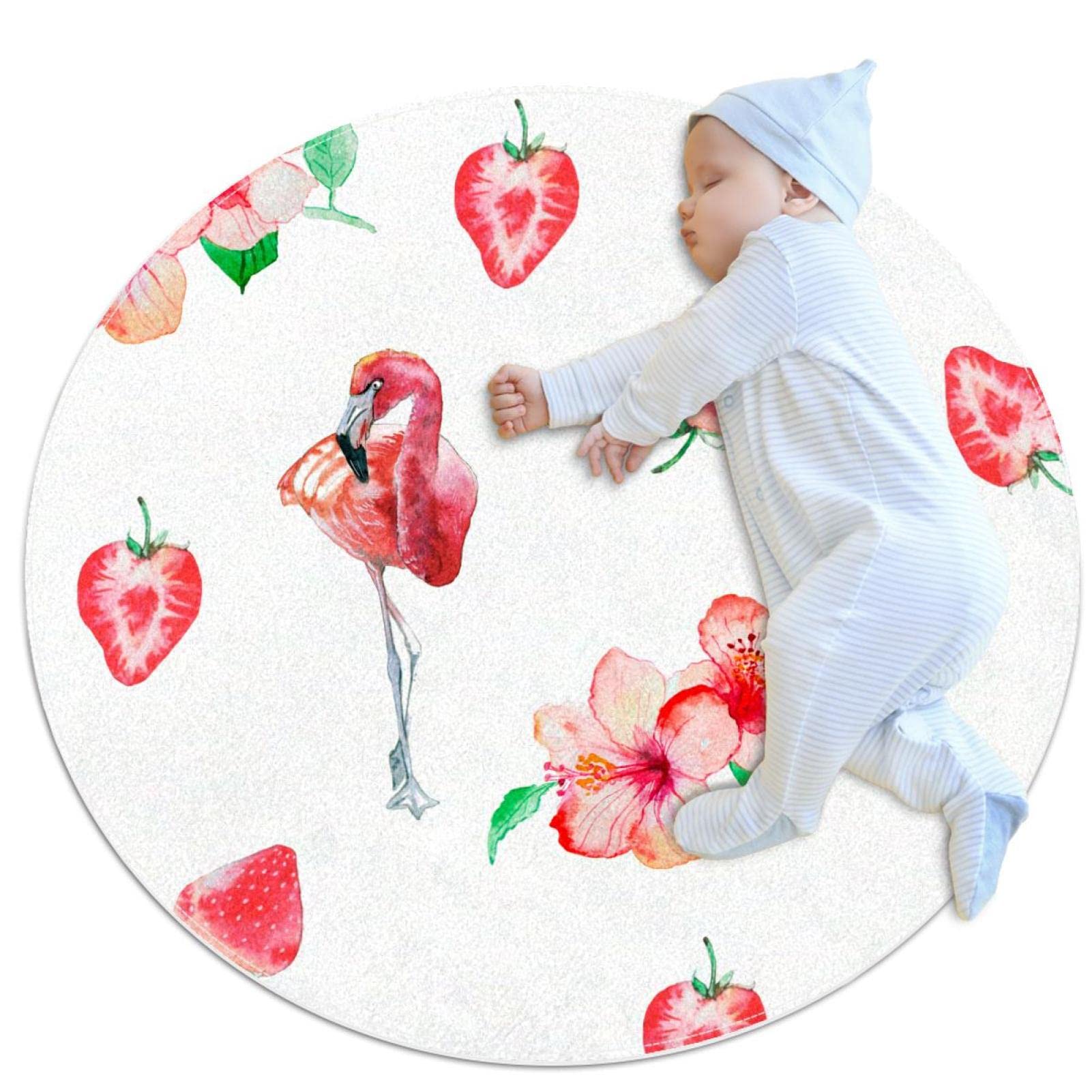 Tapis de jeu pour enfants rond JDEZ coloré idéal pour décorer la chambre de votre bébé