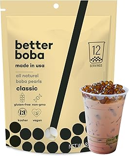 Tapioca Pearls 8 Oz | Classic Kosher Brown Sugar Boba Pearls - Non-GMO, Vegan, Gluten-Free - 12 Servings | Boba Balls for Boba Tea, Bubble Tea Drinks