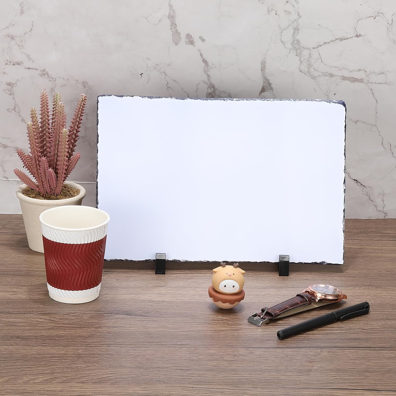 PATIKIL Sublimation Slate Blanks, 6 Pcs Rectangular Stone Sublimation Photo Frame Heat Press Sublimation Plaque for Making Memorial for A Friend, Dog, Personalized Gift, White, 11.8 x 7.9