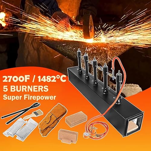 Miniatura 5 de 2700F2,699.6 F Super alta potencia de fuego, máquina de forja de propano portátil de 5 quemadores, forja de herrador de gran capacidad, forja