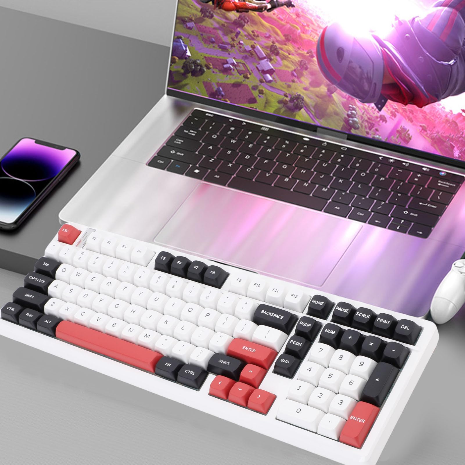 Annadue Bezprzewodowa Klawiatura Mechaniczna, Tri Mode BT 5.0, 2.4GHz, Przewodowa, Klawiatura z możliwością Wymiany i Wstępnie Lubed Linear Switches, Podświetlany RGB do Tabletu PC