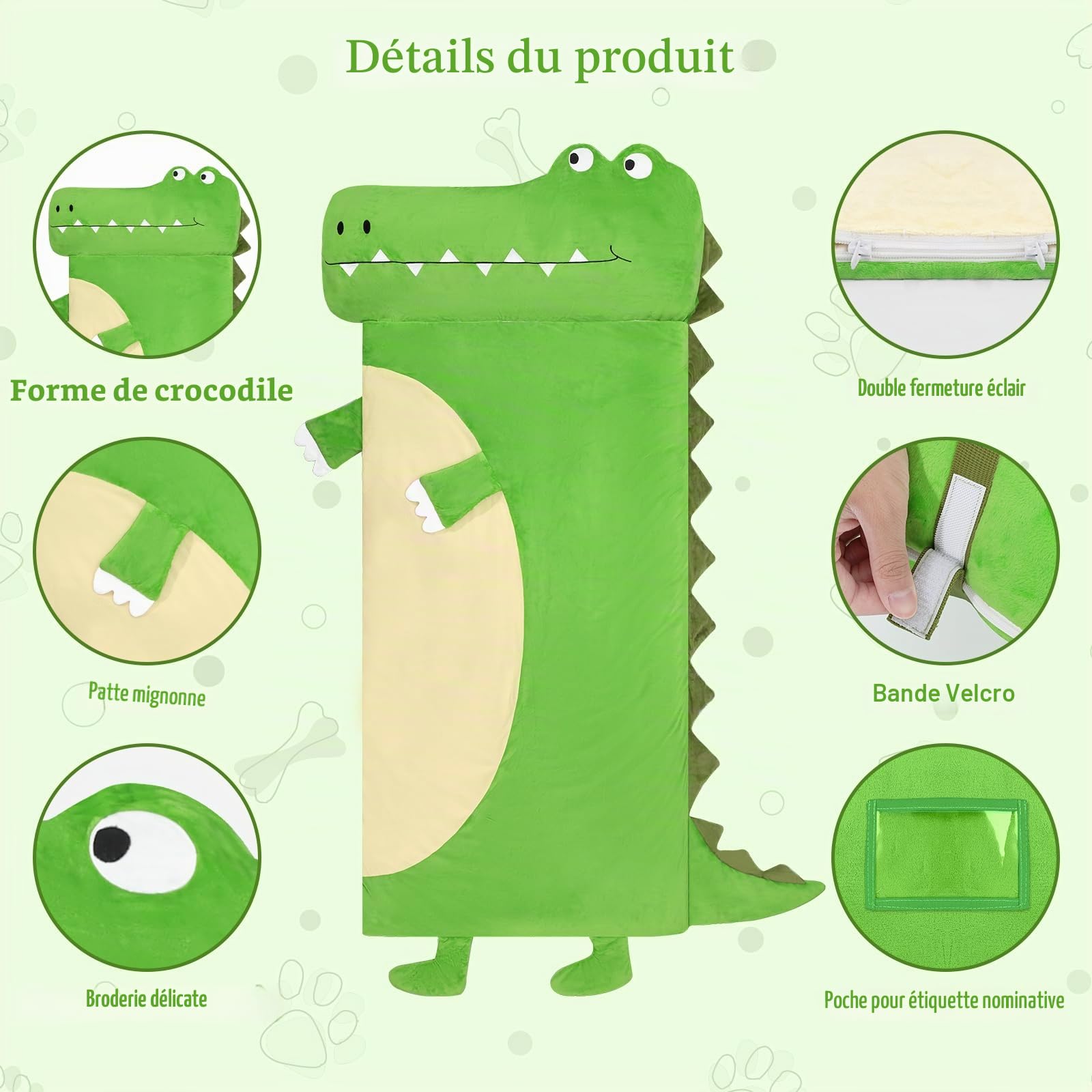 Sac de Couchage Enfant Amovible avec Coussin,Grand Sac Couchage Enfant en Forme de Éléphant Pliable pour Intérieur Extérieur Camping,170x70cm, Bleu