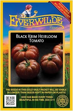 Everwilde Farms - 50 Black Krim Heirloom Tomato Seeds - Gold Vault Seed Packet