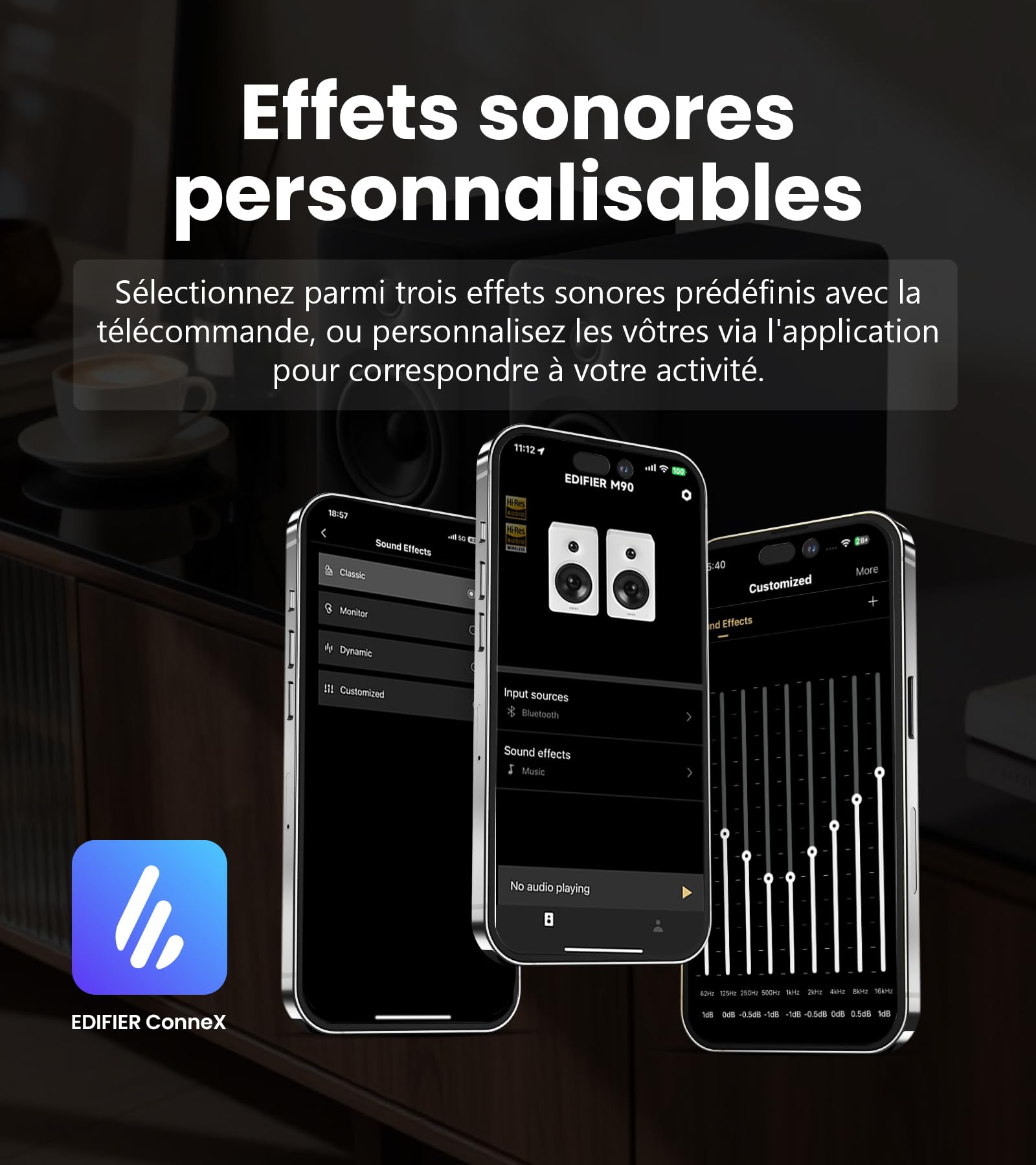 Edifier M90 Enceintes de bibliothèque, 100W RMS, Hi-Res Audio, LDAC, Bluetooth 6.0, HDMI eARC, Optique, USB-C, AUX, Sortie Caisson, télécommande-Noir