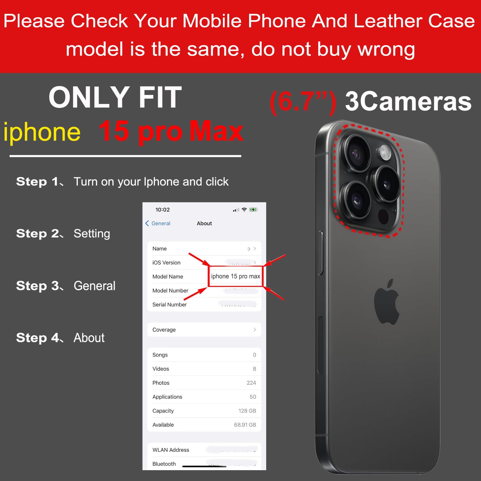 RMAWRAD Wallet case for iPhone 15 pro Max Real Leather 6.7 case,Genuine Leather Shockproof anti-fall Case, Flip Cover with Card Slot, double magnetic buckle,Kickstand Durable Brown