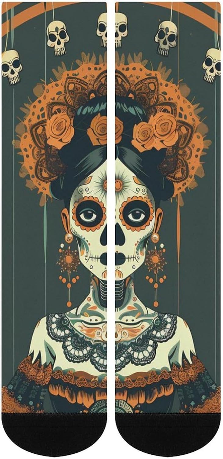 Dia De Los Muertos Marionettes Knee High Socks Athletic Long Stockings Sport Casual Crew Tube Sock Boot 40cm