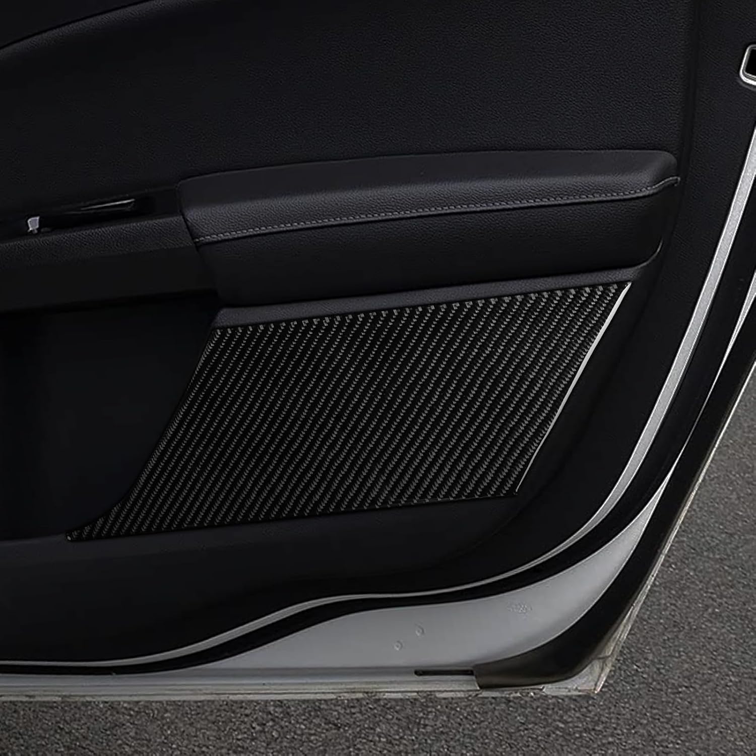 Real 3K Black Carbon Fiber Car Front and Rear Door Panel Anti-Collision Soft Pads Sticker Set Auto Interior Accessories Compatible with Ford Fusion S SE Titanium 2013-2021/Ford Mondeo 2014-2022