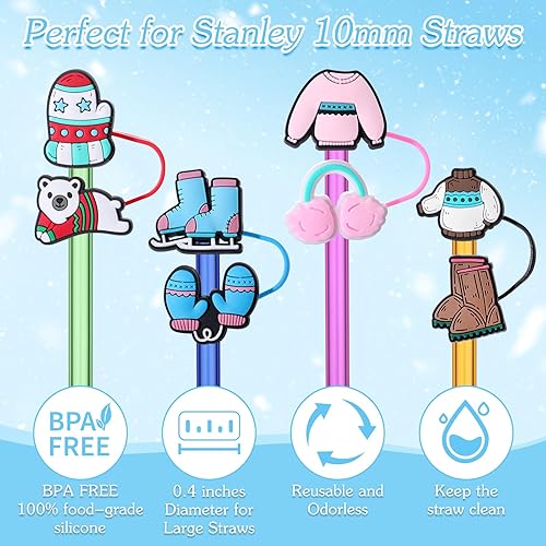 Miniatura 9 de Fundas de popote de 0.394 pulgadas adecuadas para la copa Stanley, 8 piezas reutilizables a prueba de polvo para accesorios de tazas Stanley, tapas