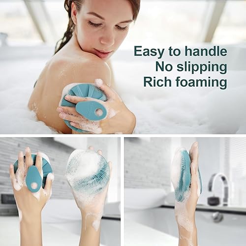 Miniatura 2 de INNERNEED Cepillo de ducha exfoliante y masajista de silicona de grado alimenticio, herramienta de baño más higiénica, para todo tipo de piel,
