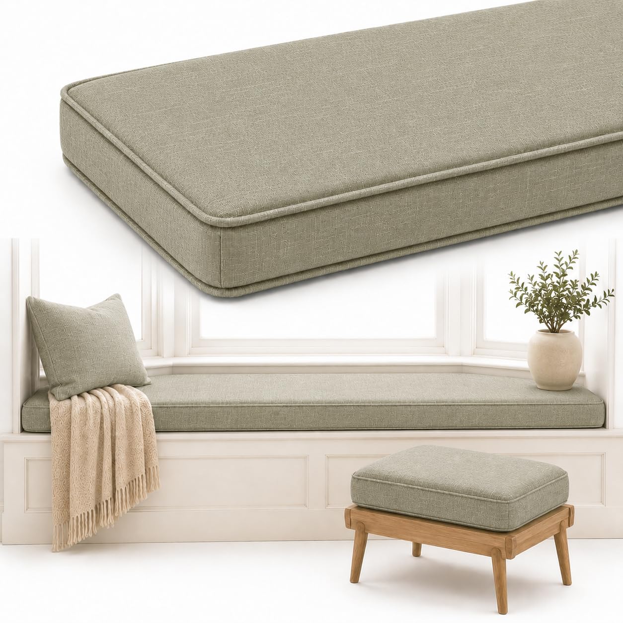 AZMAHT Window Seat Cushion, Non-Slip Indoor Bench Pad — image 1