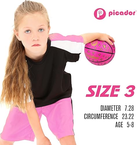 Miniatura 4 de Picador Size 3 Basketball, Toddler Basketball for Kids 1-3 4-6 Girls Boys Children, Mini Rubber Basketballs Indoor Outdoor Game Play School