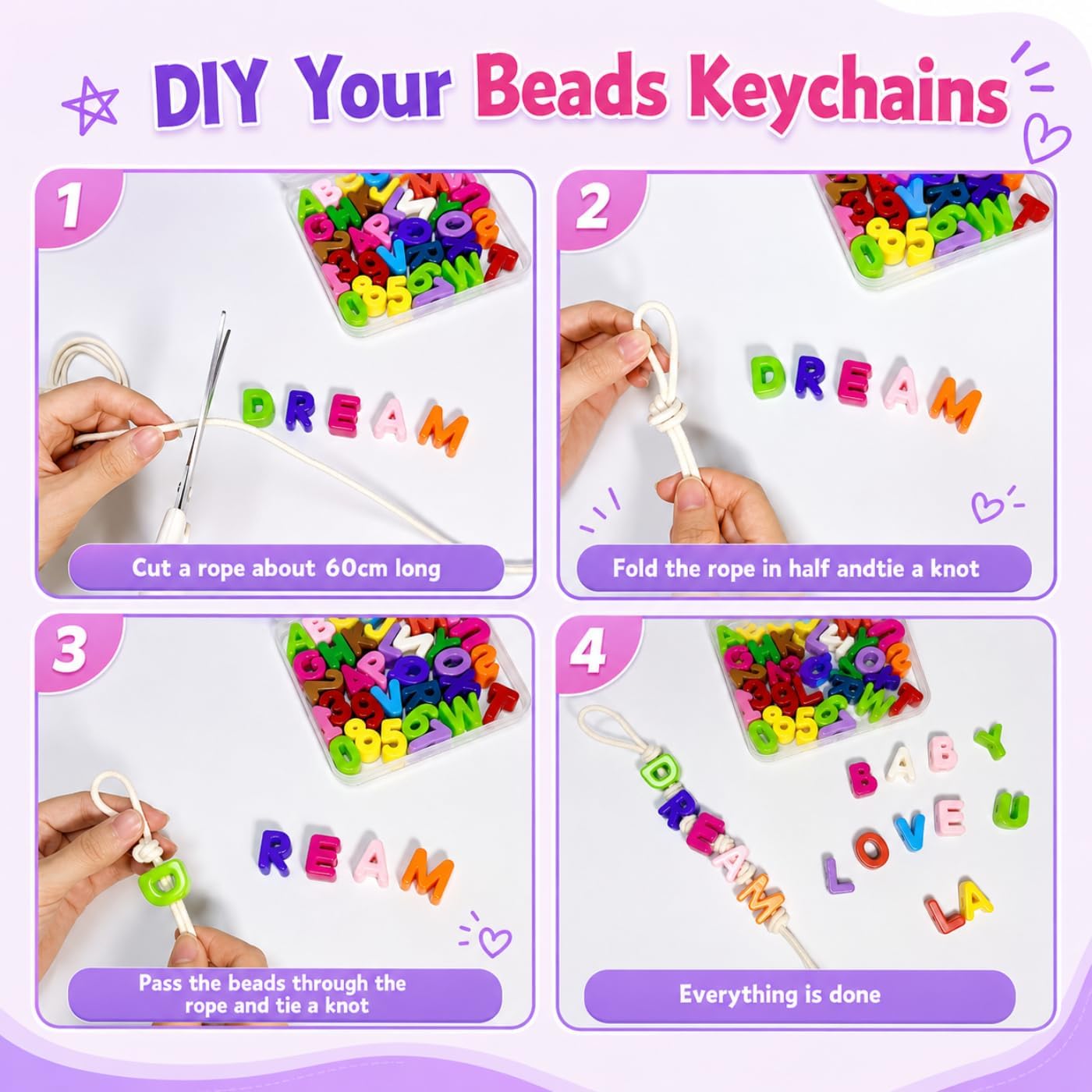 144 Pcs Large Letter Beads & NumberBeads, 20mm Big Acrylic Bubble Alphabet, Colorful Plastic Beads for DIY Keychains, Jewelry Making - A to Z